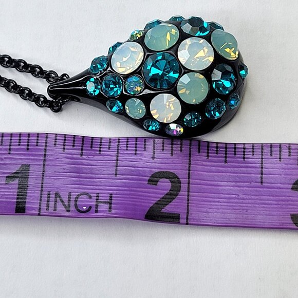 Teal BlueTeardrop Pendant Necklace with Earrings - Picture 14 of 15